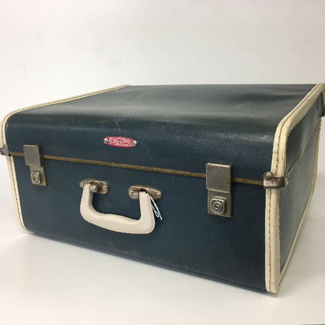 SUITCASE, Vintage Medium Blue w White Trim Nu-Elite